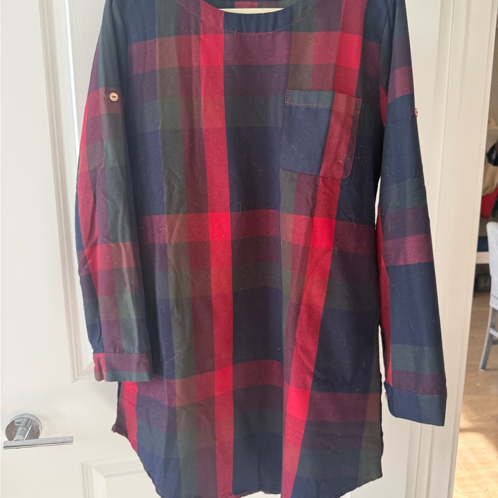 Cupshe Women's Long Sleeve Plaid Dress - Red and Green